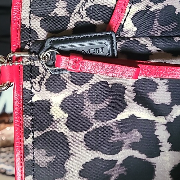 Coach Leopard Print Purse, Red Trim - Picture 5 of 10